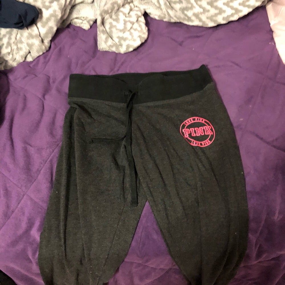 Gray Joggers with pink writing